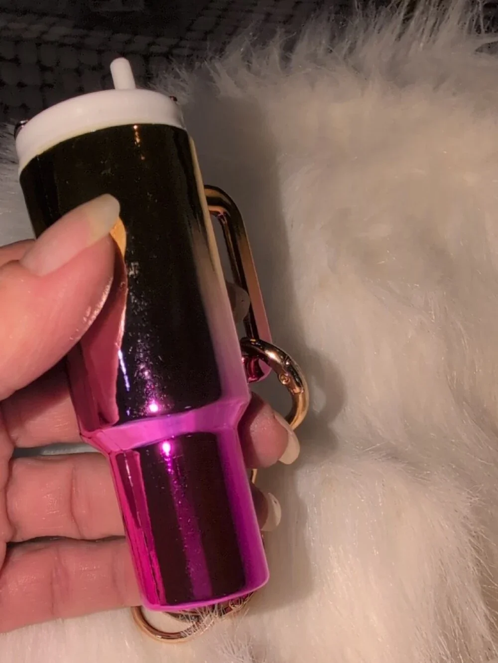 Gold and Pink Metallic Keychain Bag Charm Or Keychain